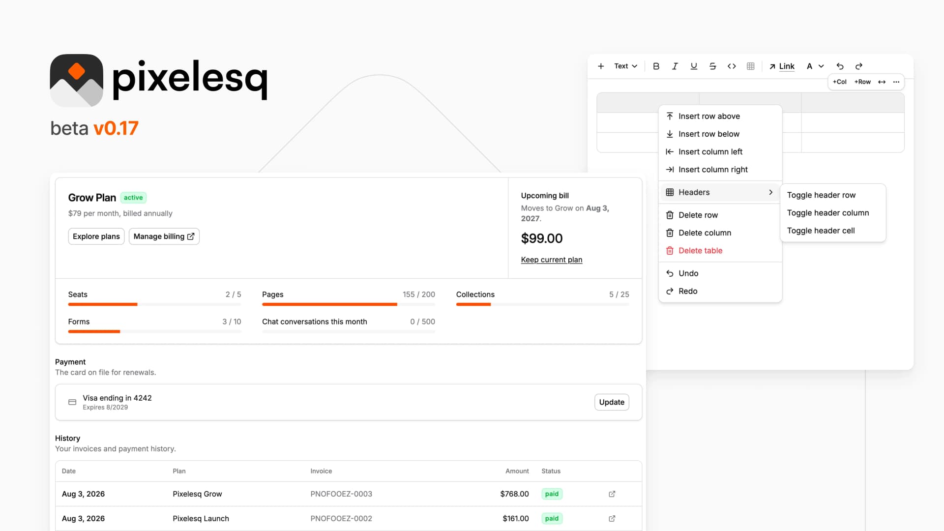 Self-Serve Billing, 9 New UISlices, and Rich Text Editor v2